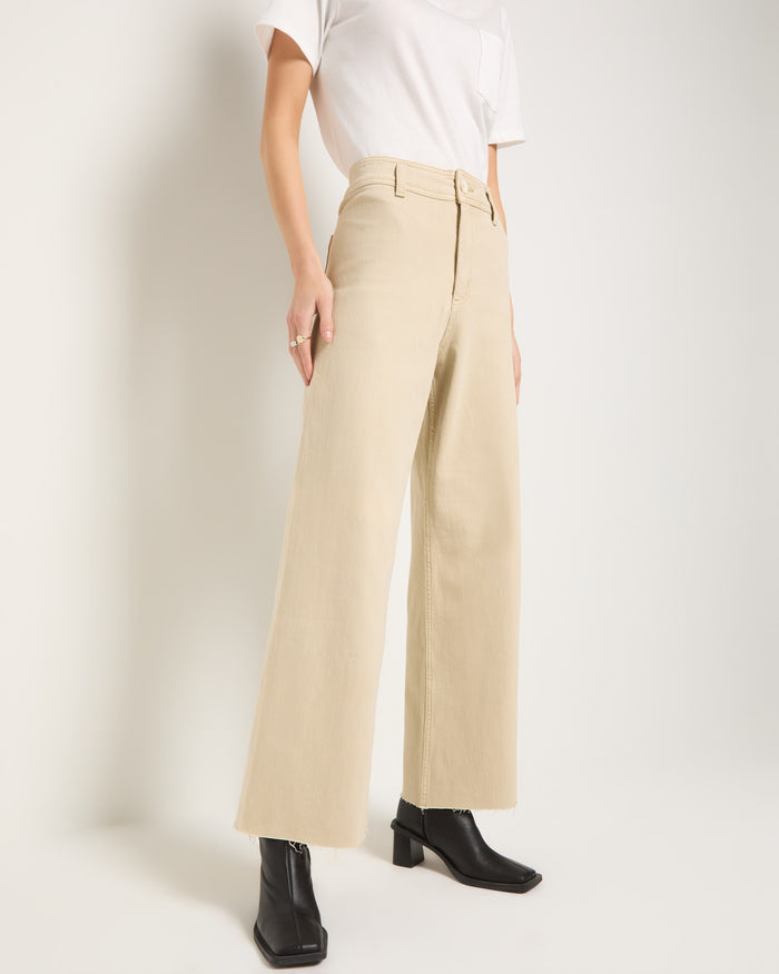 Birch $|& SEAS Salty Wide Leg Twill Cropped Pant - SOF Front