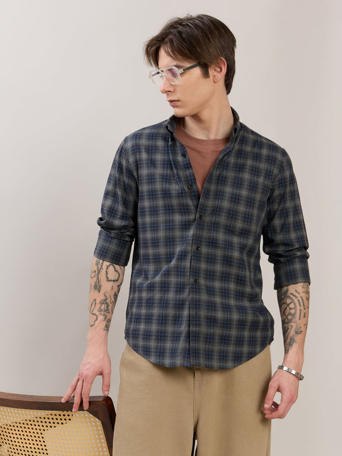 Sanana - Melange Checks Shirt - Grey