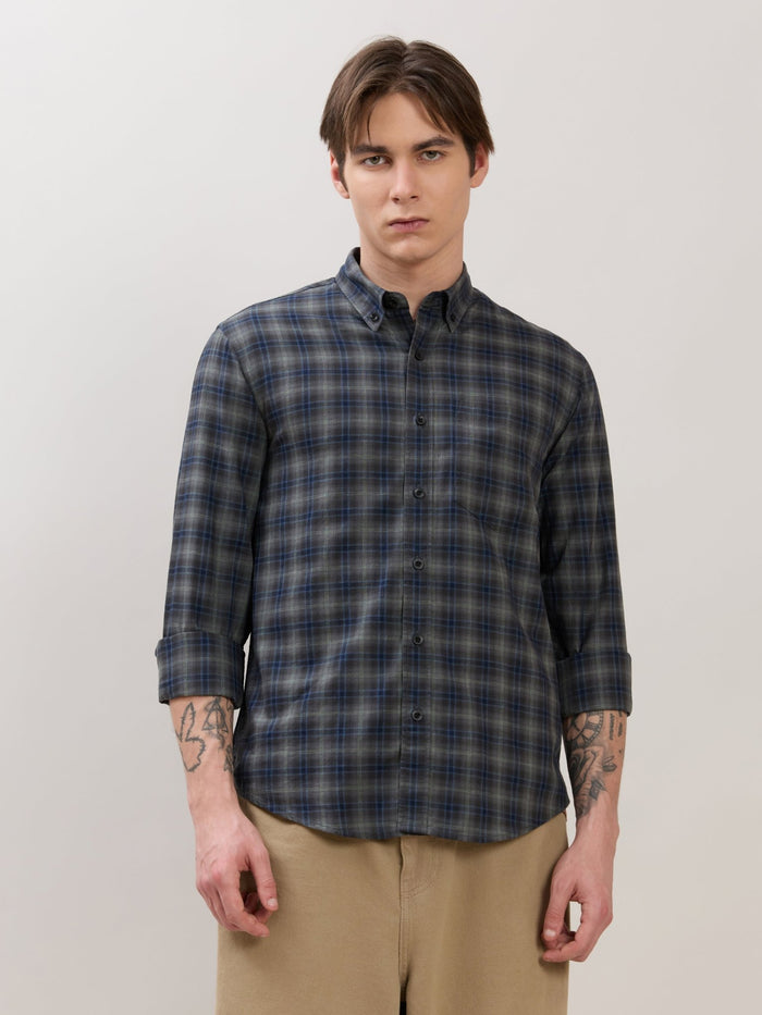Sanana - Melange Checks Shirt - Grey