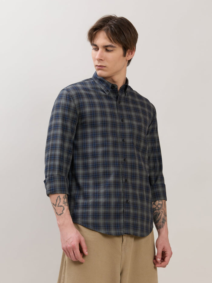 Sanana - Melange Checks Shirt - Grey