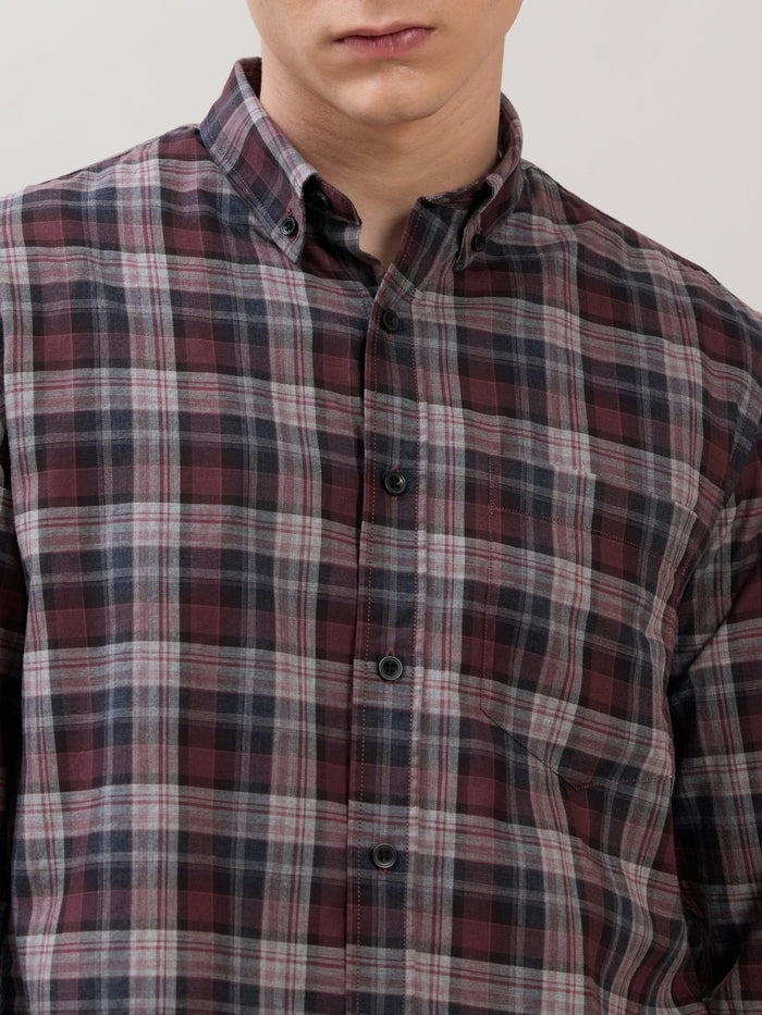 Sanana - Melange Checks Shirt - Maroon