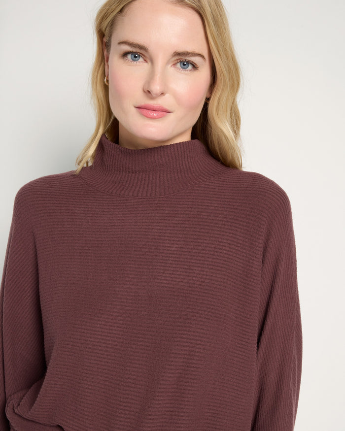 Espresso $|& SEAS Sandy Turtleneck Dolman Top - SOF Full Front
