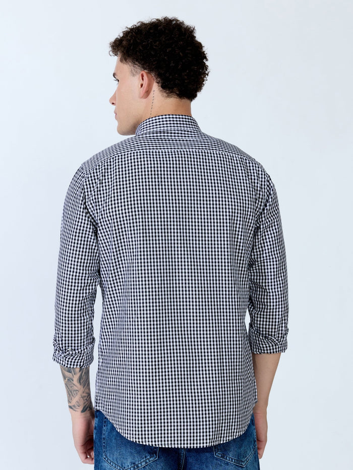 Sara - 100% Cotton Gingham Shirt - Black