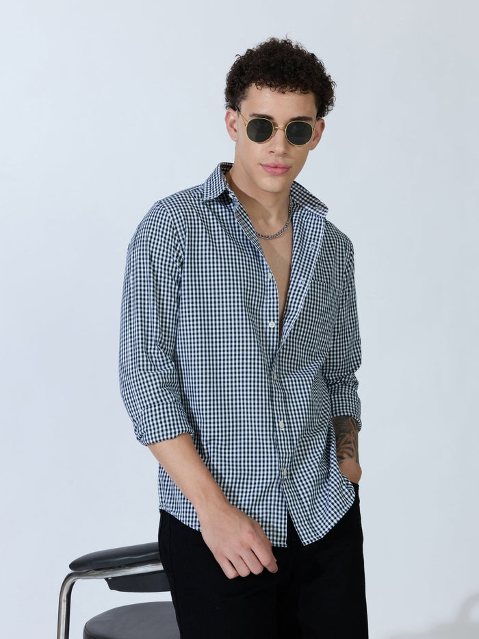 Sara - 100% Cotton Gingham Shirt - Dark Green