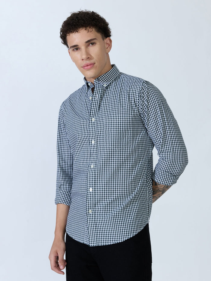 Sara - 100% Cotton Gingham Shirt - Dark Green