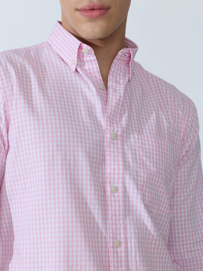 Sara - 100% Cotton Gingham Shirt - Pink