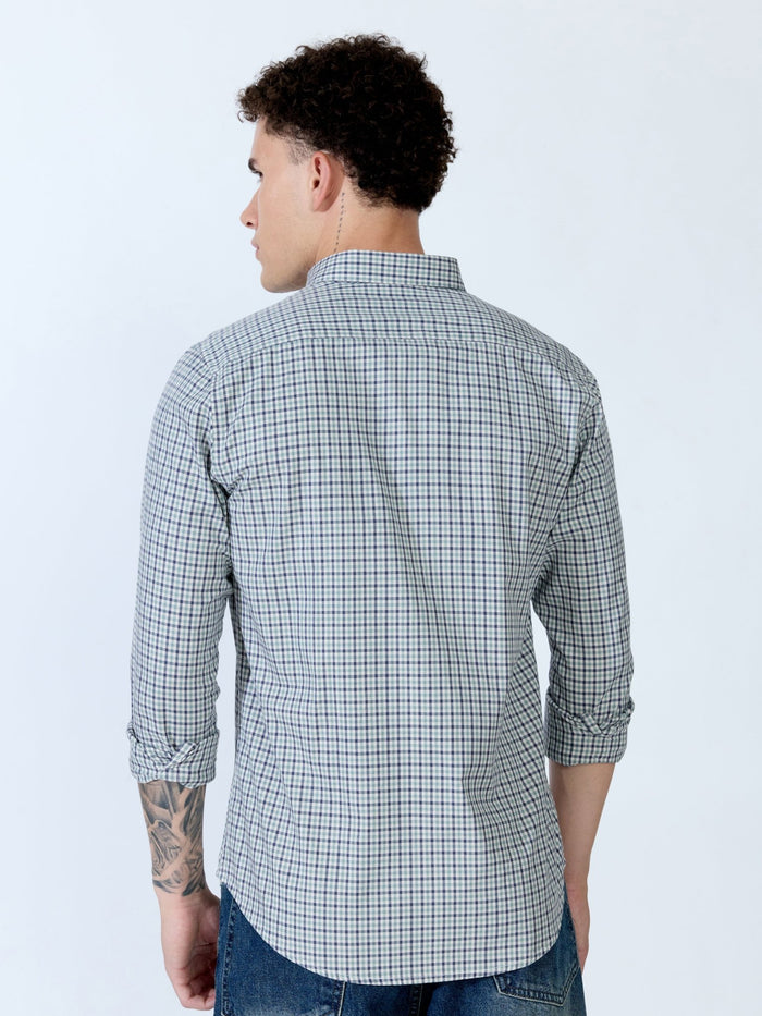 Saran - Turkish Fit Mini Checks Shirt - Light Green