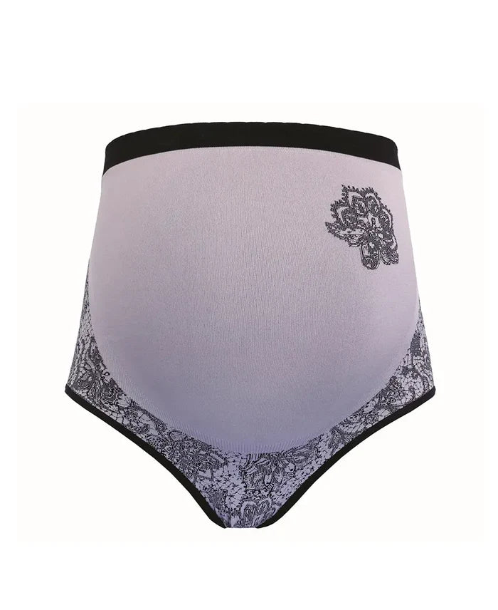 Seamless maternity brief Illusion lace violine