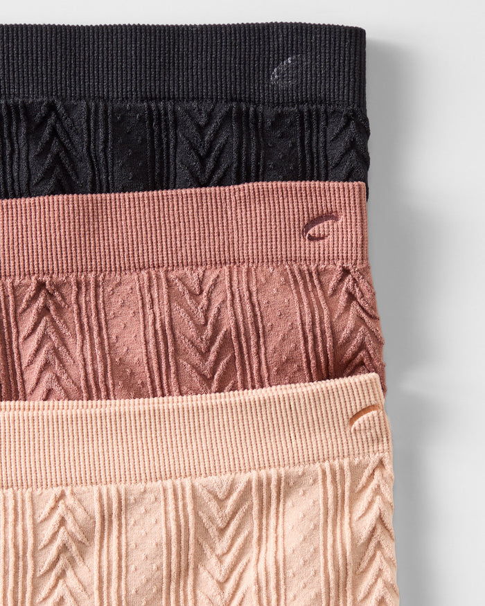 Black/Porcelain/Brown $|& Capezio Seamless Textured Hipster 3 Pack - SOF Front