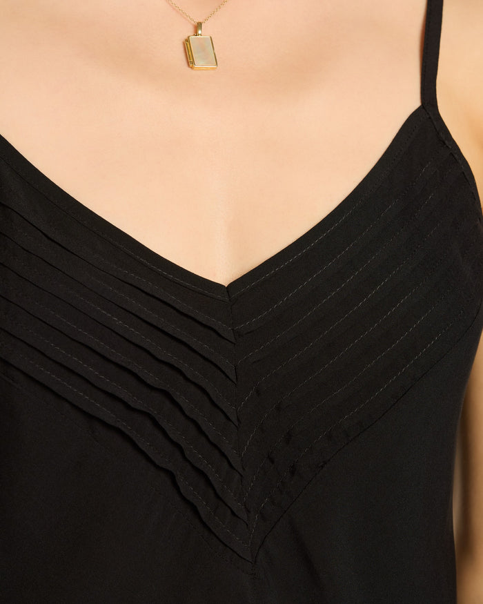 Black $|& SEAS Serene Spaghetti Strap Tank - SOF Full Front
