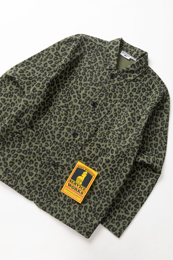 Service Works -  Patterned Easy Chef Shirt - Green Leopard