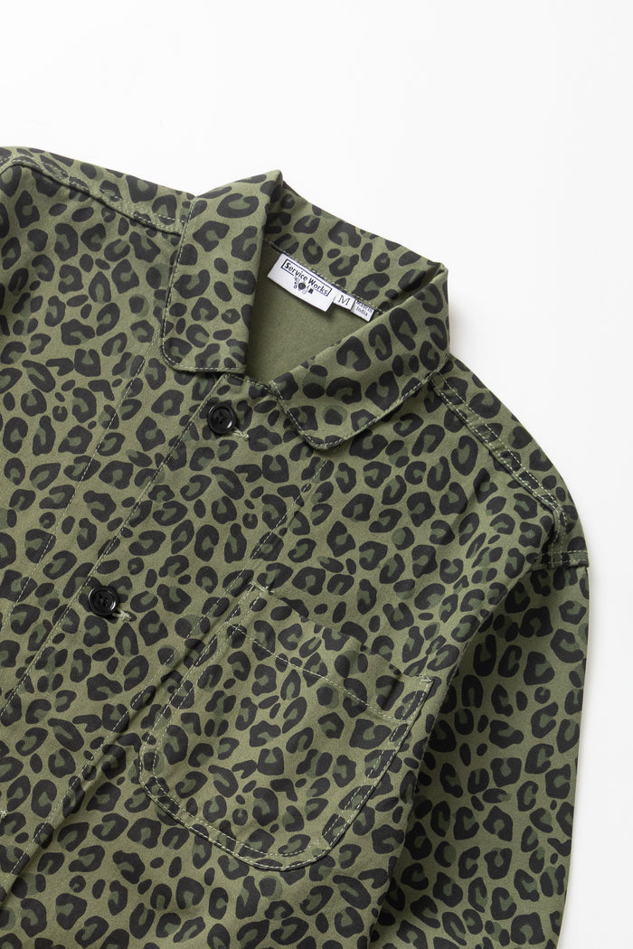 Service Works -  Patterned Easy Chef Shirt - Green Leopard