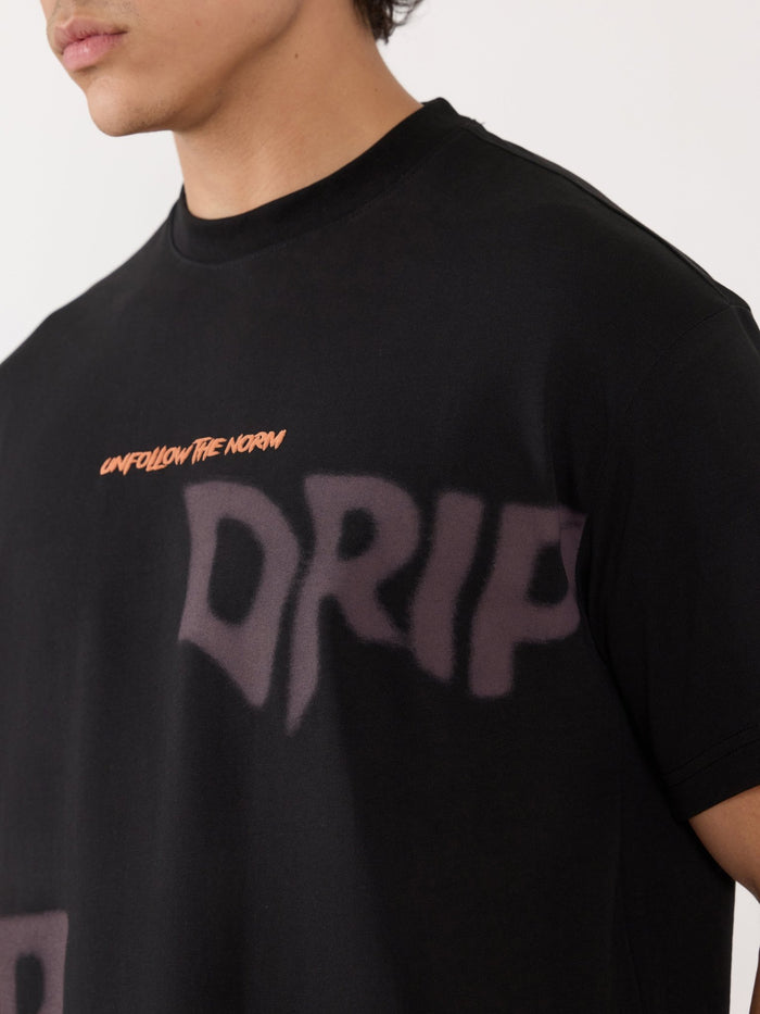 Men's Printed Loose Fit T-Shirt in black