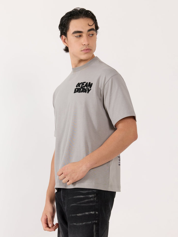 Men's Graphic Light Grey Loose Fit T-Shirt