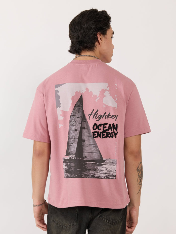 Men's Graphic Pastel pink Loose Fit T-Shirt