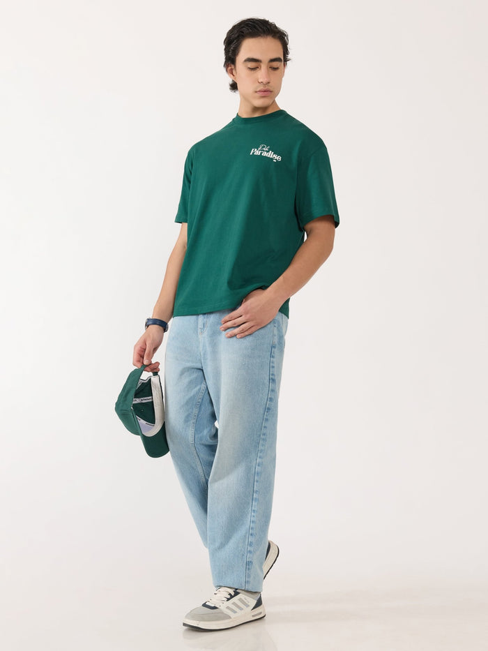 Men's Graphic green Loose Fit T-Shirt