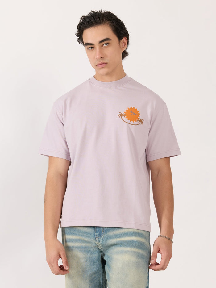 Men's Printed Loose Fit T-Shirt in lavender