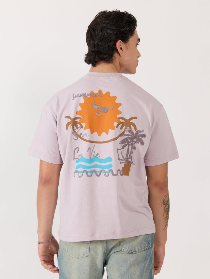 Men's Printed Loose Fit T-Shirt in lavender