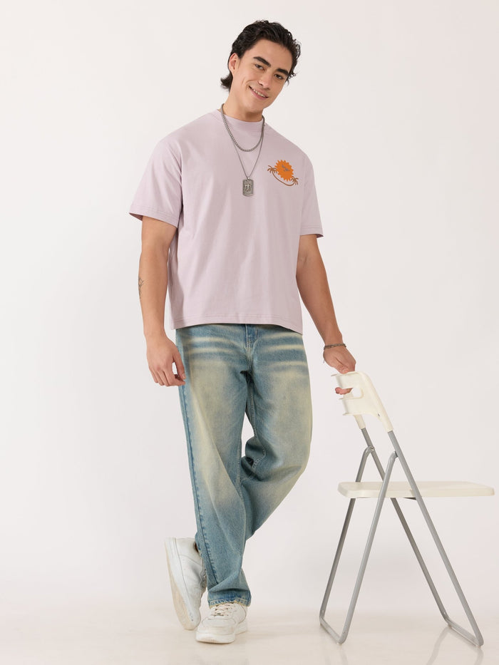 Men's Printed Loose Fit T-Shirt in lavender