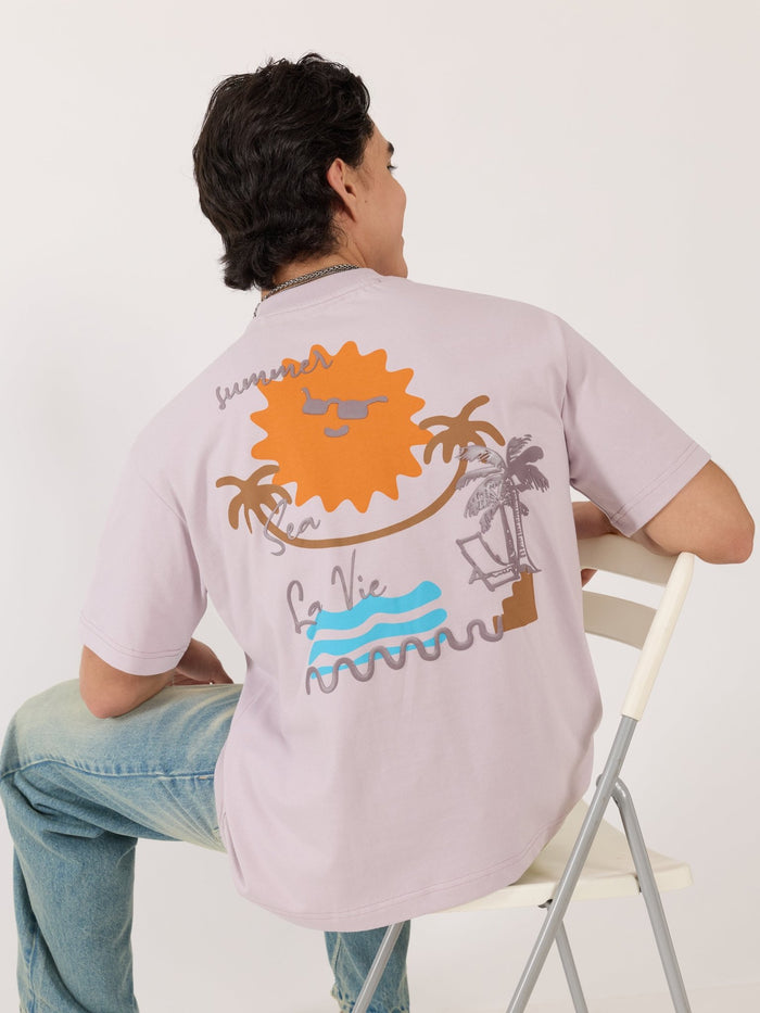 Men's Printed Loose Fit T-Shirt in lavender