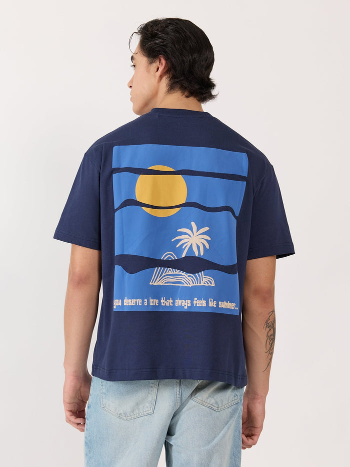 Men's Graphic navy blue Loose Fit T-Shirt