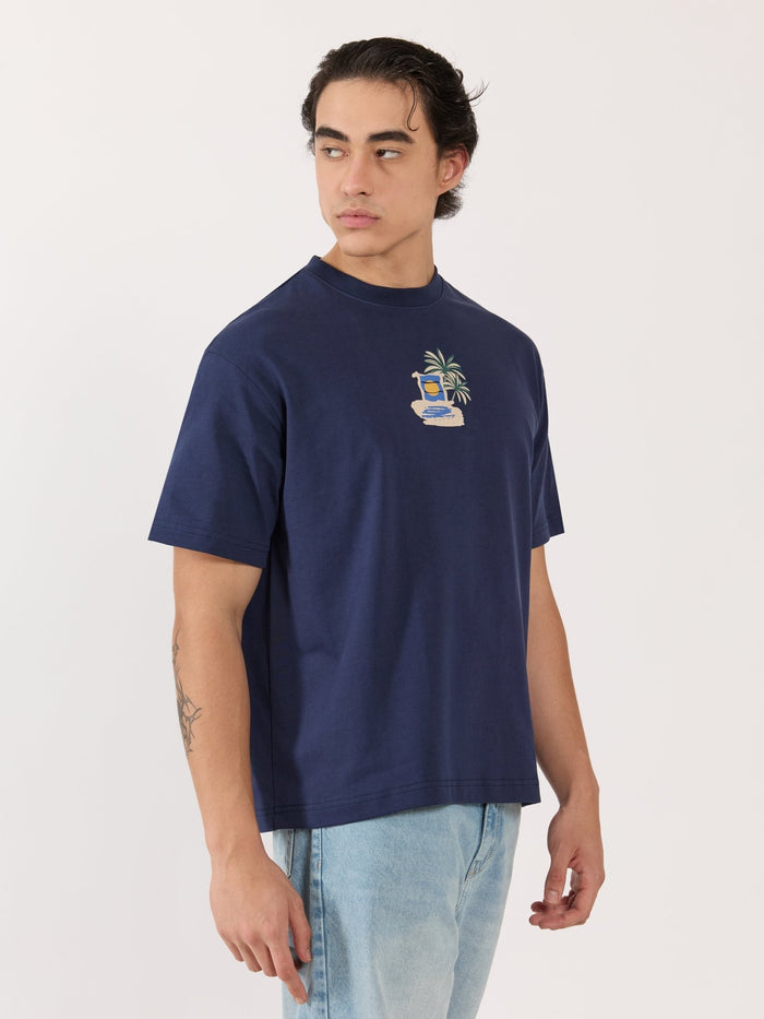 Men's Graphic navy blue Loose Fit T-Shirt