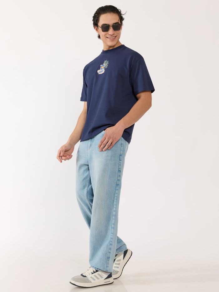 Men's Graphic navy blue Loose Fit T-Shirt
