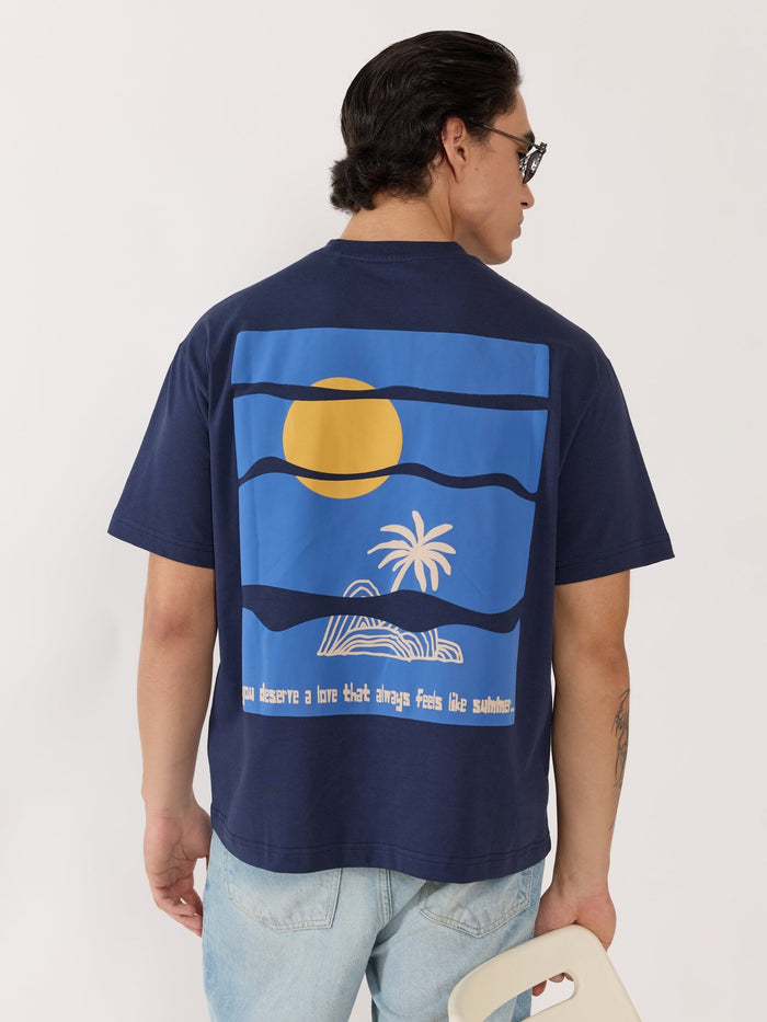 Men's Graphic navy blue Loose Fit T-Shirt