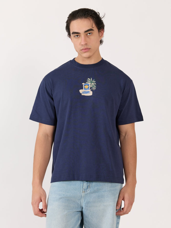 Men's Graphic navy blue Loose Fit T-Shirt