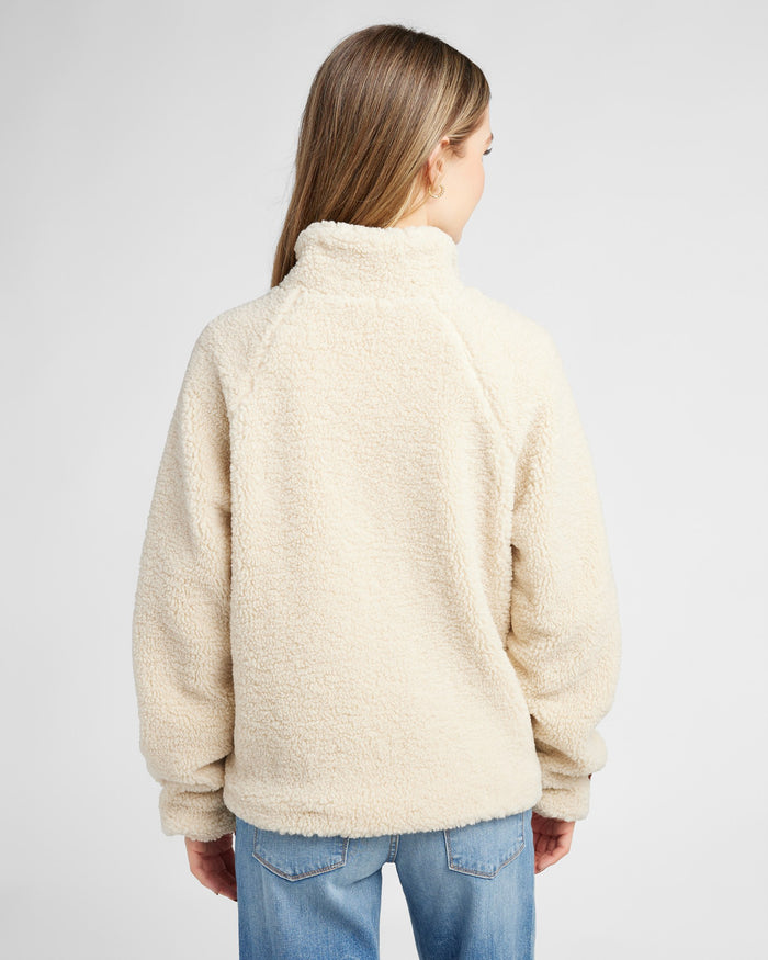Cream/Brown $|& Herizon Sherpa Jacket with Corduroy Pocket - SOF Back