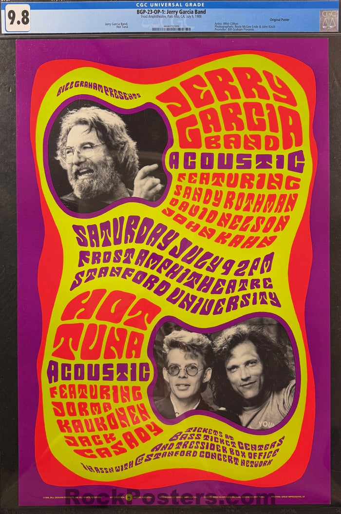 AUCTION - BGP-23 - Jerry Garcia Band - Hot Tuna - 1988 Poster - Frost Amphitheater - CGC Graded 9.8-5137324-3838507