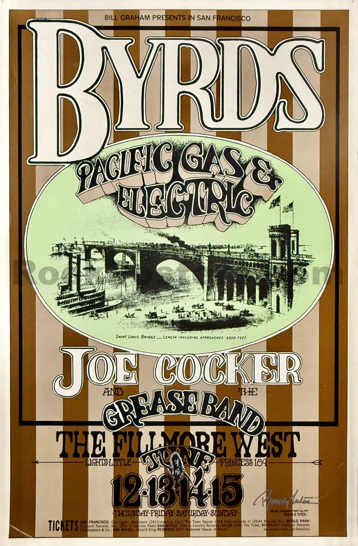 AUCTION - BG-177 - The Byrds - Randy Tuten Signed - 1969 Poster - Fillmore West - Excellent-5285381-3942639