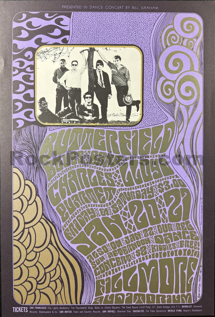 AUCTION - BG-46 - Butterfield Blues - Wes Wilson -  1967 Poster -  Fillmore Auditorium - Near Mint Minus-5282760-3942648