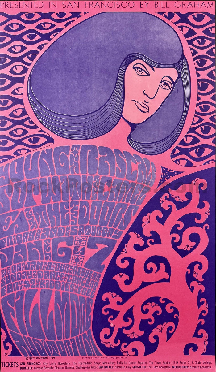 AUCTION -  BG-44 - The Doors - Wes Wilson - 1967 Poster - Fillmore Auditorium - Near Mint Minus-5282762-3942657
