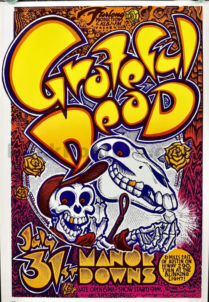 AUCTION - AOR 4.159 - Grateful Dead - 1982 Poster - Austin, TX "Manor Downs" - Excellent-5282750-3942682