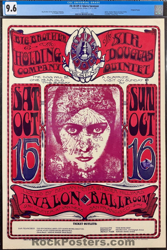 AUCTION - FD-30-OP-2 - Big Brother Janis Joplin - Mouse & Kelley - 1966 Poster - Avalon Ballroom - CGC Graded 9.6-5137837-3838579