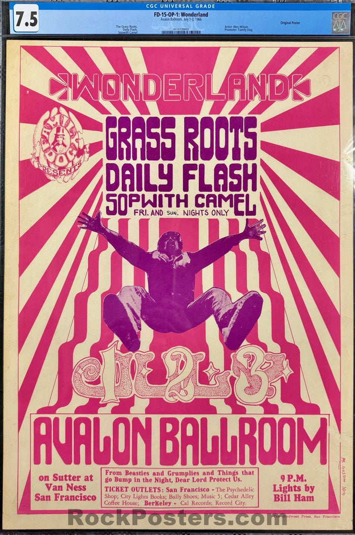 AUCTION - FD-15 - Grass Roots - Wes Wilson - 1966 Poster - Avalon Ballroom - CGC Graded 7.5-5173530-3860459
