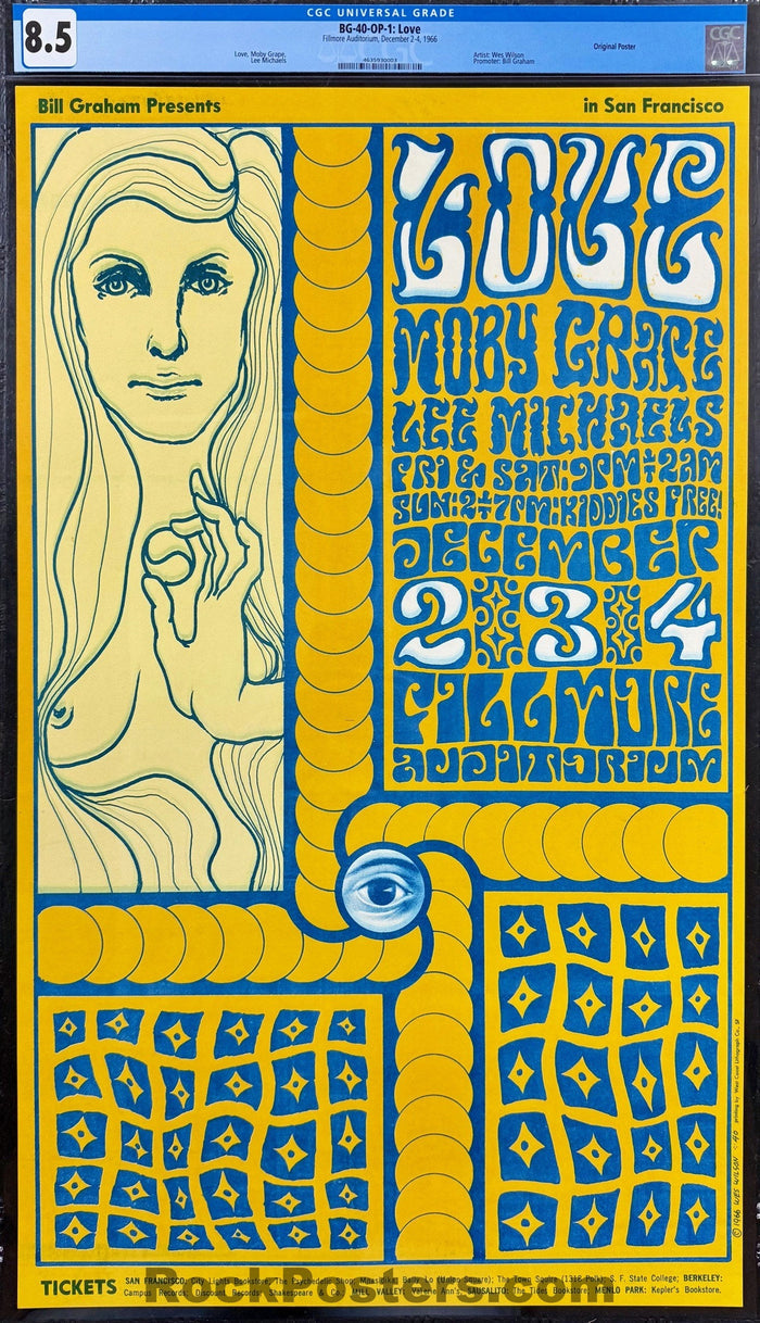 AUCTION - BG-40-OP-1 - Love/Moby Grape - Wes Wilson - Fillmore Auditorium - 1966  Poster - CGC Graded 8.5-5140902-3838605
