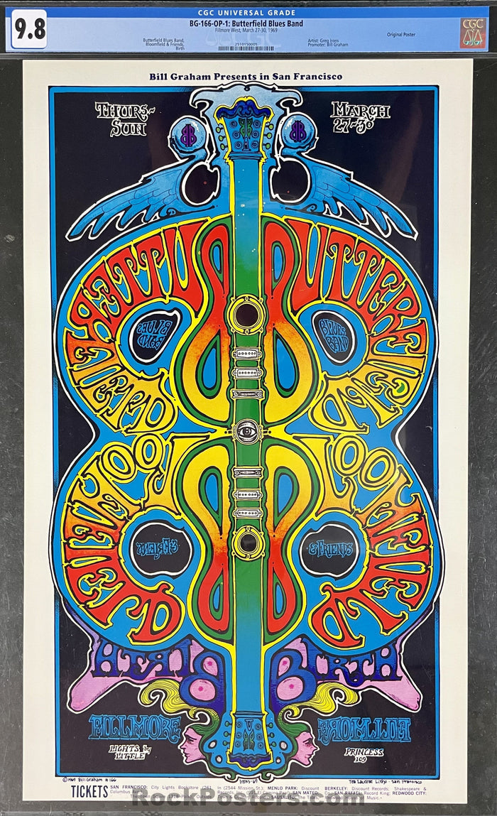 AUCTION - BG-166 - Butterfield Blues Band - Greg Irons - 1969 Poster - Fillmore West - CGC Graded 9.8-5140901-3838611
