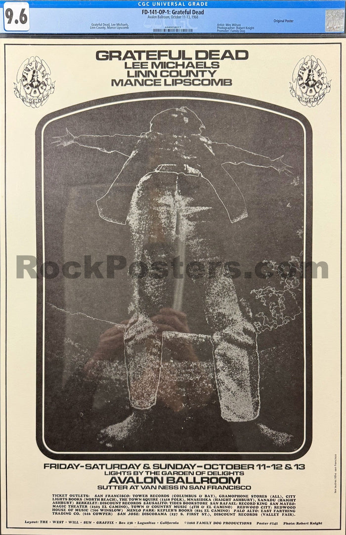 AUCTION - FD-141 - Grateful Dead - Wes Wilson - 1968 Poster - Avalon Ballroom - CGC Graded 9.6-5283348-3942735