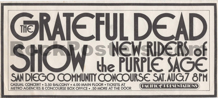 AUCTION - Grateful Dead - 1971 Handbill - San Diego - Excellent-5231610-3905780