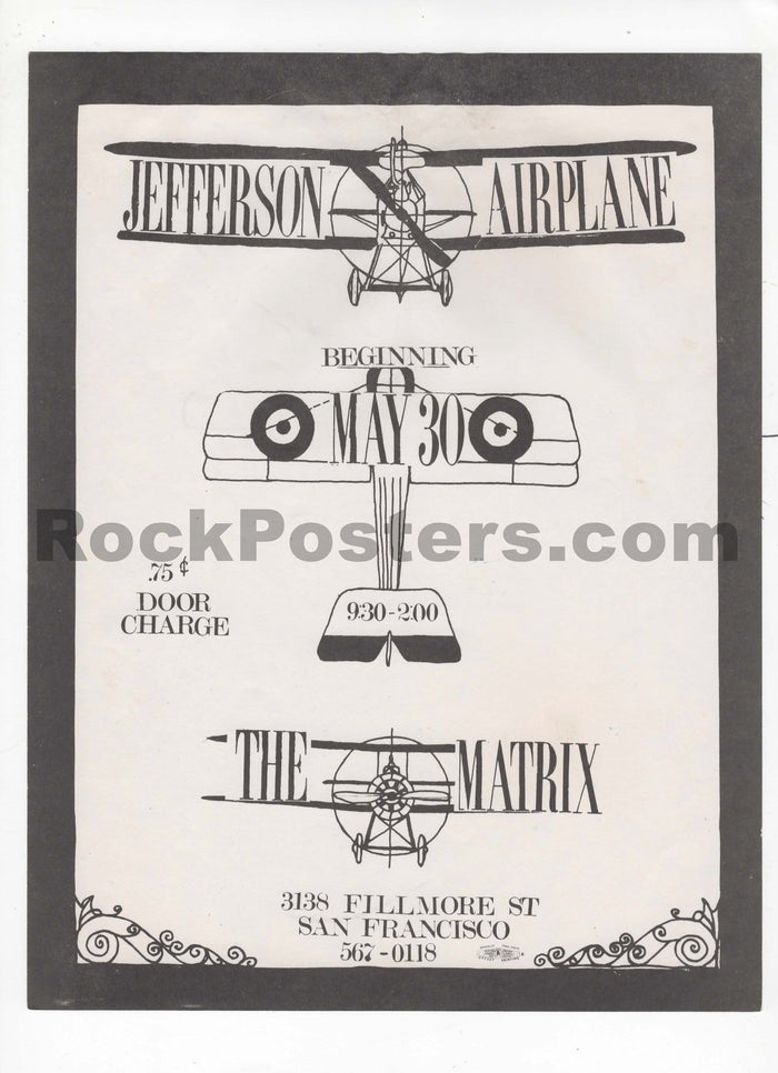 AUCTION - Jefferson Airplane - 1966 Handbill - The Matrix - Excellent-5231529-3905786