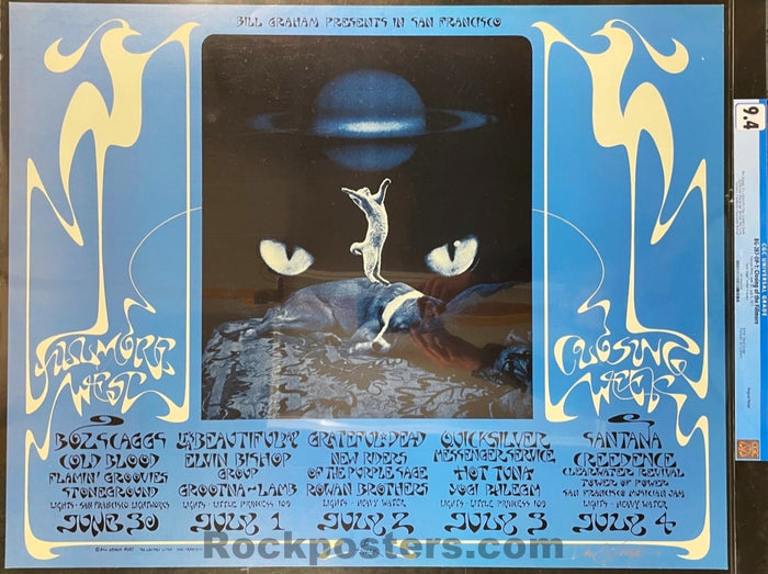 AUCTION - BG-287 - Grateful Dead - Santana - David Singer Signed - 1971 Poster - Fillmore West - CGC Graded 9.4-5283257-3942755