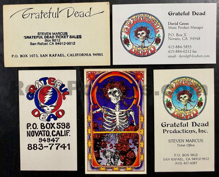 AUCTION - Grateful Dead - 70s & 80s Business Cards (5) - Near Mint Minus-5203327-3883323