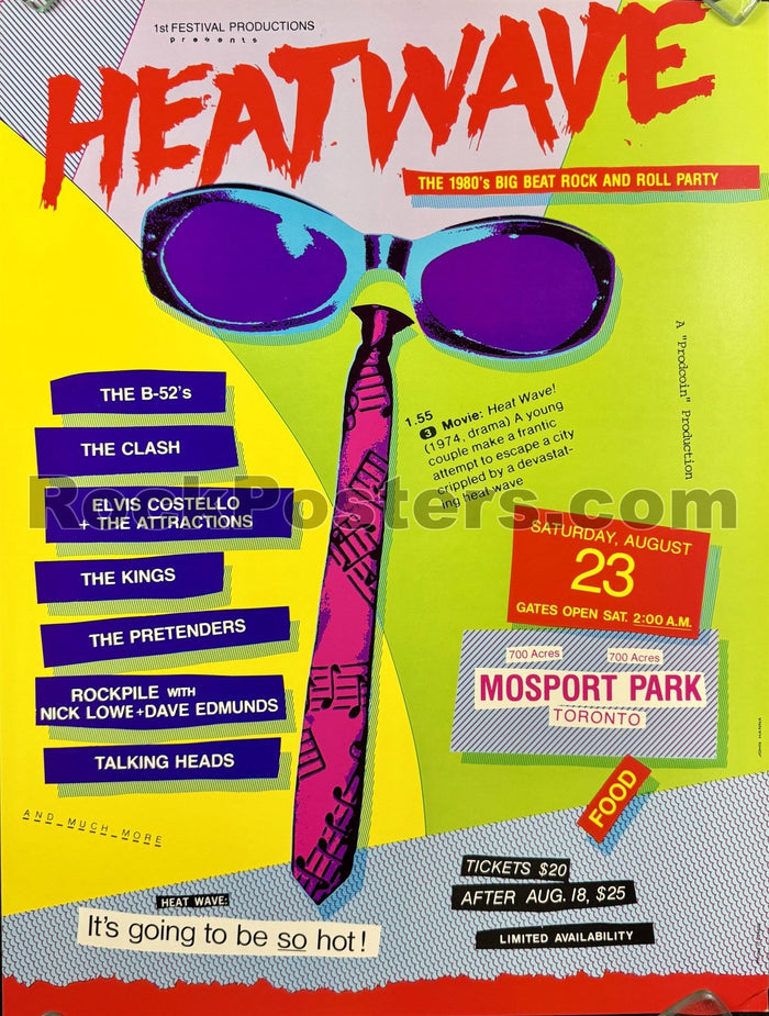 AUCTION - Clash - Talking Heads/B-52's - 1980 New Wave Festival Poster - Toronto - Excellent-5232586-3905839