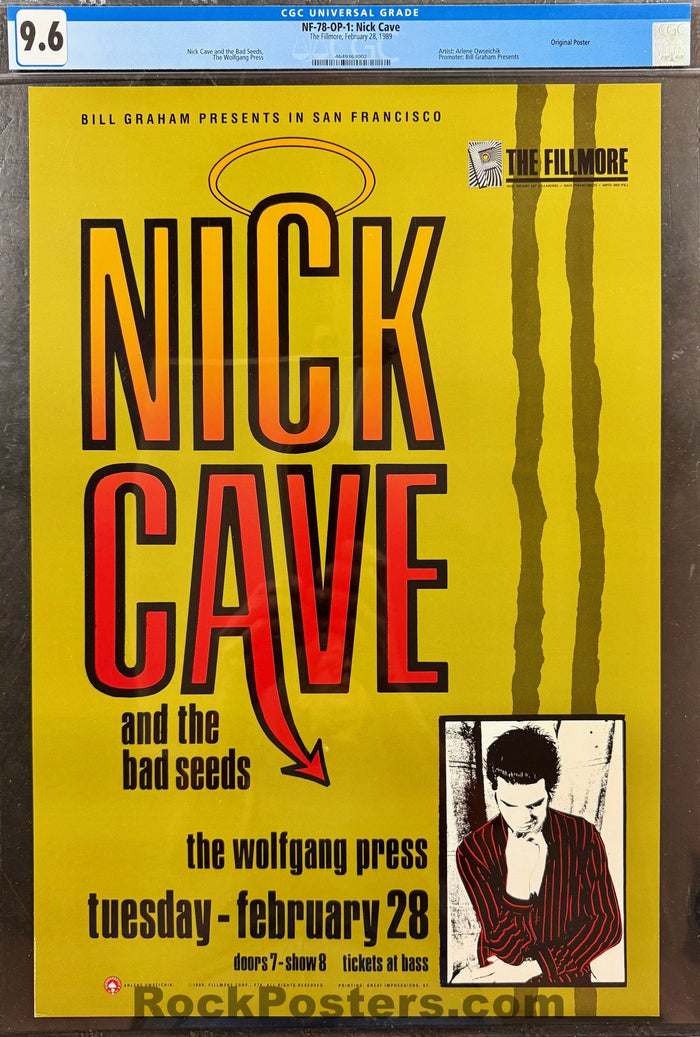 AUCTION - NF-78 - Nick Cave & The Bad Seeds - 1989 Poster - The Fillmore  - CGC Graded 9.6-5284329-3942760