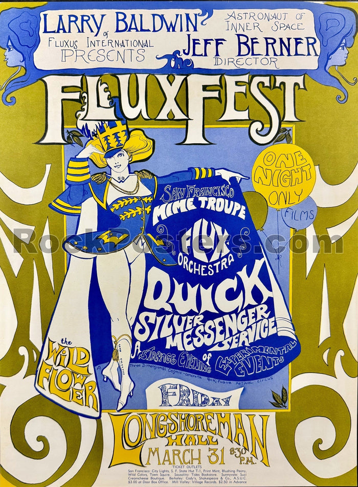 AUCTION - Flux Fest - Quicksilver - Ida Griffin - 1967 Poster -  Longshoremen's Hall - Near Mint-5233483-3905845