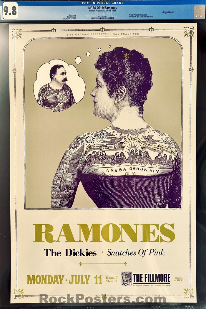 AUCTION - NF-34 - The Ramones - 1988 Poster - The Fillmore - CGC Graded 9.8-5284330-3942761