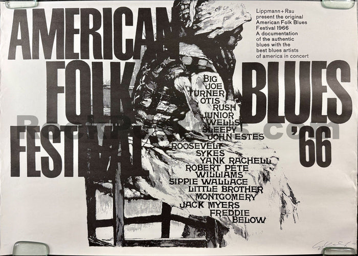 AUCTION - Blues & Folk Festival - Gunther Kieser Signed - German 1966  Movie Poster - Excellent-5231773-3905852
