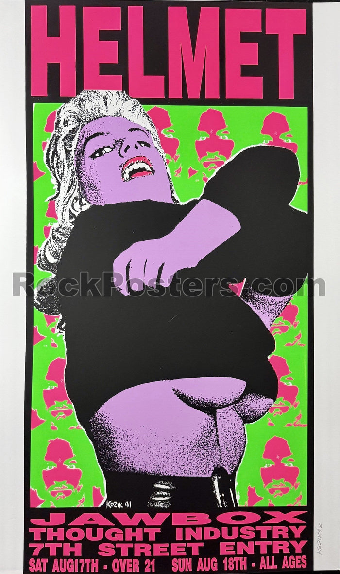 AUCTION - Helmet - Frank Kozik - 1991 Poster - 7th Street Entry Minneapolis  - Excellent-5284385-3942763